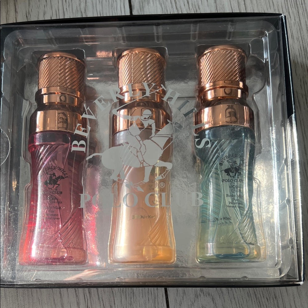 Beverly Hills Polo Body Spray Set - Pink, Gold, Blue